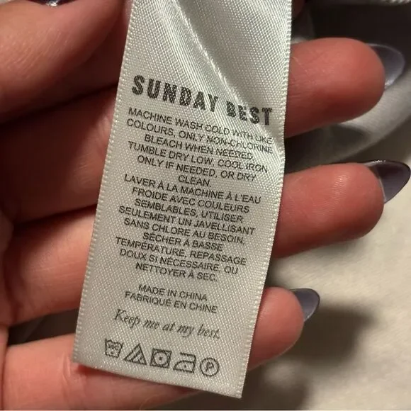 Aritzia Sunday Best Colorblock Turtle Neck Long Sleeve Crop T-Shirt- Size Large - Picture 7 of 8